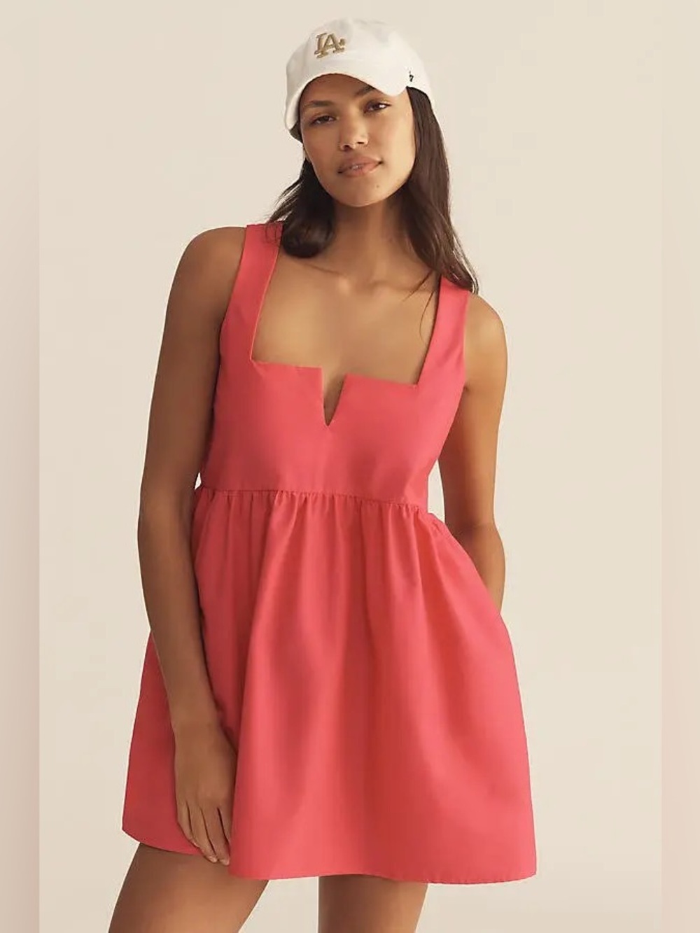 Anthropologie Daily Practice Sleeveless Split-Neck Mini Dress Hot Pink XL NEW - Picture 14 of 14